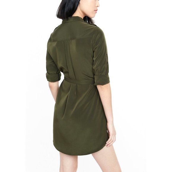 Express Olive Green Military Shirt Dress - Medium - Picture 3 of 10